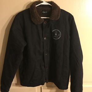 P&CO fur jacket size S ( BLK/BROWN)